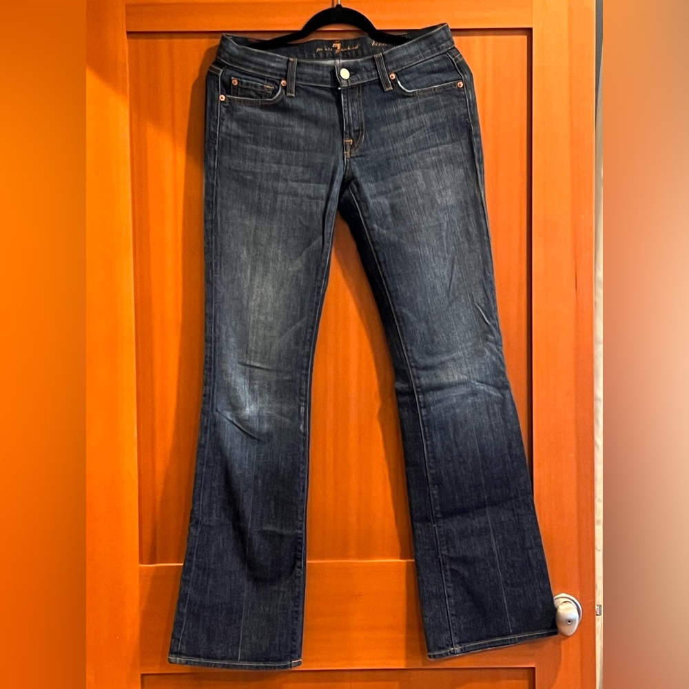 7 for all mankind denim jeans. Boot cut size 28 waist/ 34 length.